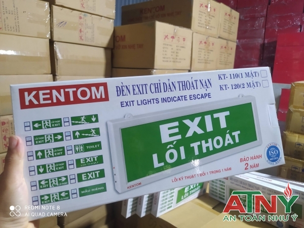 Báo giá đại lý đèn exit sự cố kentom 2025 có kiểm định cấp tem pccc