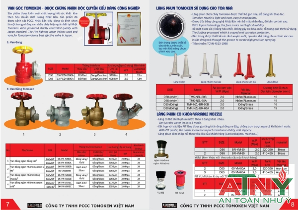 Báo giá van góc bằng đồng tomoken có kiểm định pccc