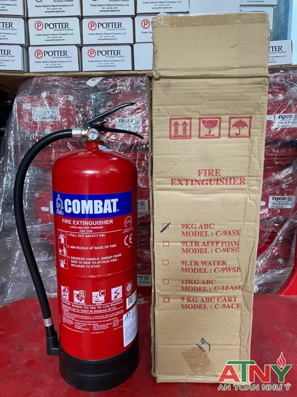 Bình chữa cháy bột abc 9kg combat Singapor kiểm định cấp tem PCCC