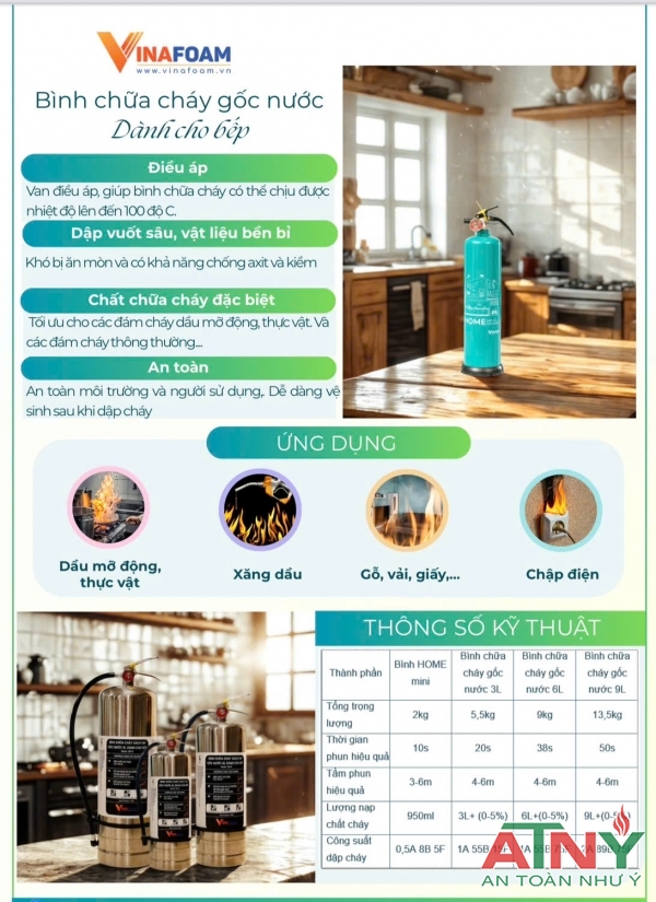 Bình chữa cháy inox foam gốc nước xách tay loại 3lit 6lit 9lit