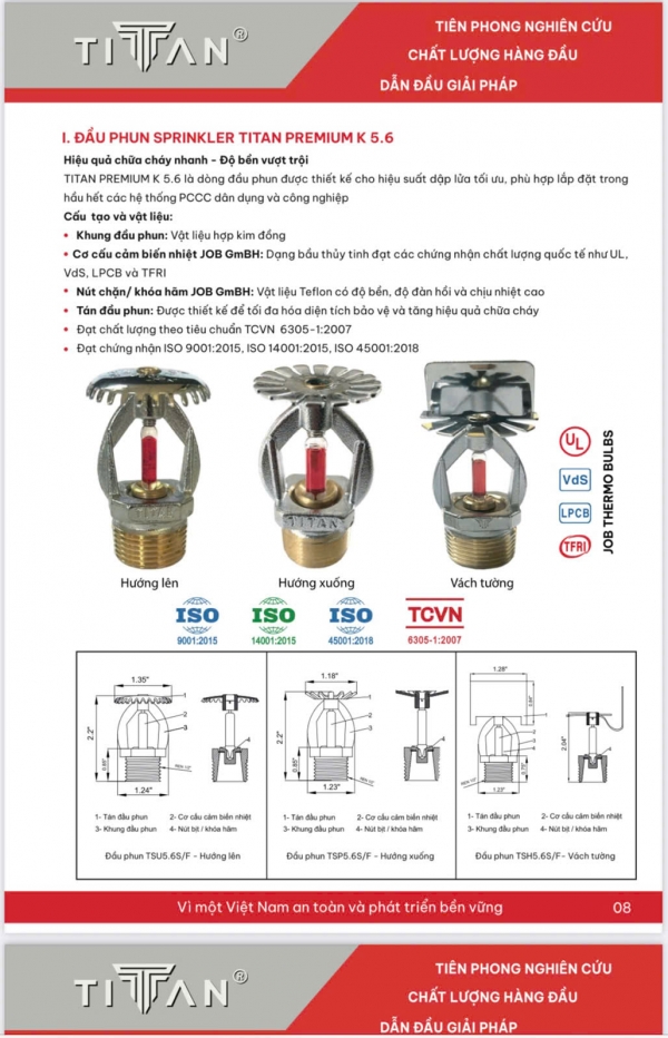 Catalogue báo giá đầu phun titan