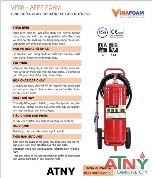 Catalogue bình foam dạng xe đẩy 25lit 50lit vf25 vf50