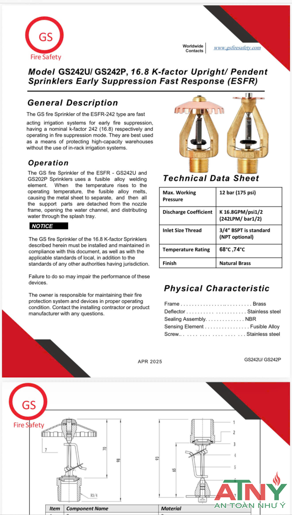 Catalogue đầu phun k16.8 gs