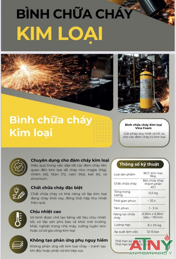 Catalogue thông số bình chữa cháy D kim loại 8kg Catalogue thông số bình chữa cháy D kim loại 8kg