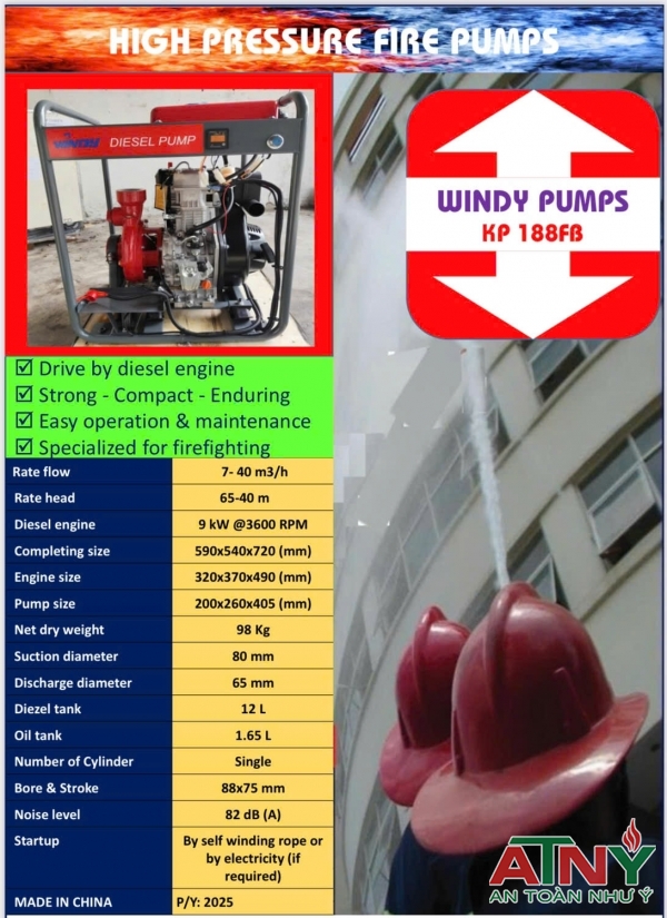 Catalogue thông số kỹ thuật bơm windy khiêng tay di động 9kw 11kw