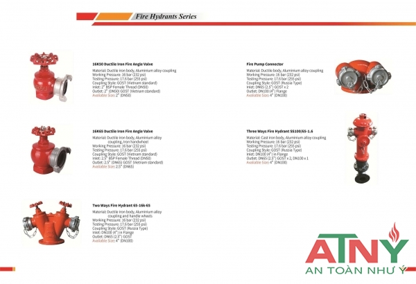 Catalogue thông số van họng trụ chữa cháy 2 cửa 3 cửa