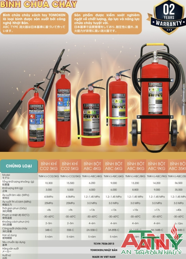 Catlogue bình chữa cháy tomoken 4kg 3kg 5kg 6kg 8kg 9kg 24kg 35kg