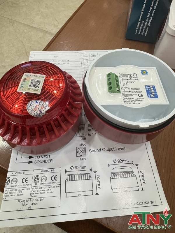 Còi đèn báo cháy Horing AH-03127-BS