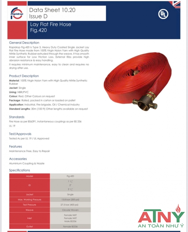 Cuộn vòi cao su màu đỏ UK Anh dn50 dn65