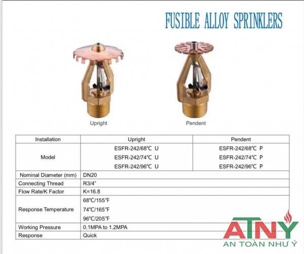 Đầu Phun Sprinkler esfr k16.8 giá rẻ có kiểm định Đầu Phun Sprinkler esfr k16.8 giá rẻ có kiểm định