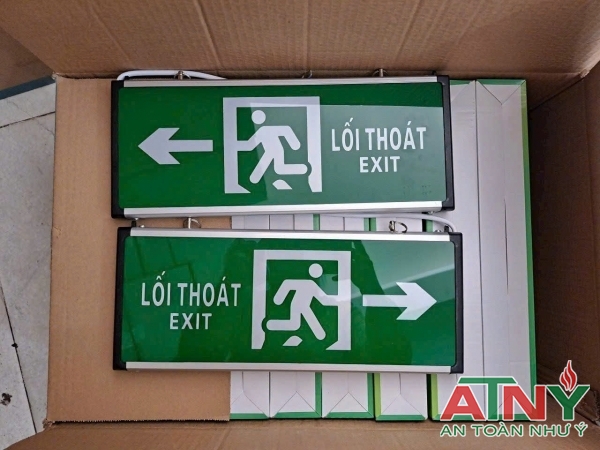 Đèn exit thoát hiểm các hướng lên xuống cầu thang trái phải