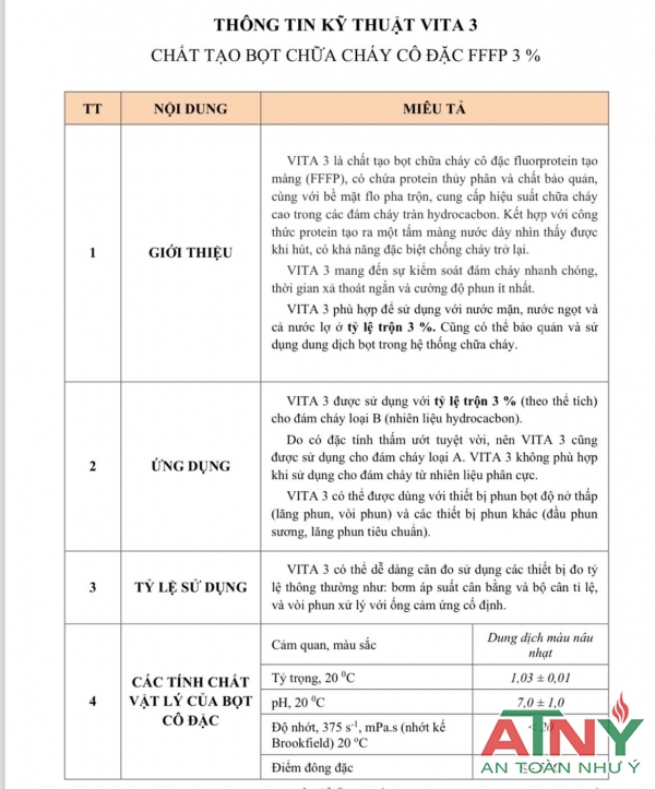 foam protein kháng cồn 3% FFFP vita3