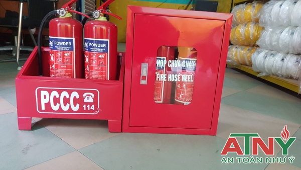 Hộp tủ kệ đựng 2 bình chữa cháy bình cứu hỏa bình bột bình co2