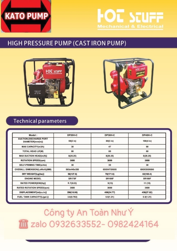 KATO PUMP MÁY BƠM NƯỚC BƠM CHỮA CHÁY DIESEL KATO 10HP,13HP,15HP