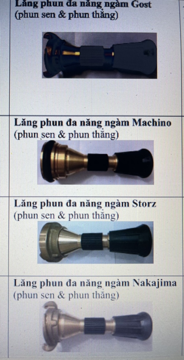 LĂNG PHUN BẰNG ĐỒNG THAU CHỈNH TIA ĐA NĂNG DN50,DN65 NGÀM GOST,NGÀM MACHINO,NGÀM STORZ,NAKAJIMA