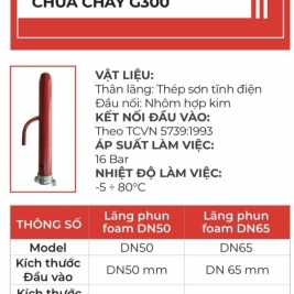 Lăng phun bọt foam g300 dn50 dn65 có kiểm định cấp tem pccc