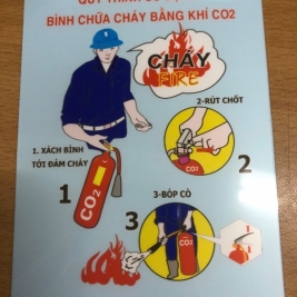 Bảng hiệu biển báo nơi để bình chữa cháy hưỡng dẫn sử dụng bình chữa cháy bột co2