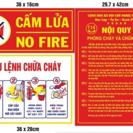 Bảng hiệu để bình chữa cháy cấm lửa cấm hút thuốc bộ nội qui tiêu lệnh pccc