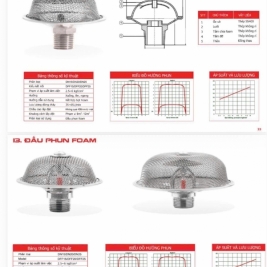 Catalogue đầu phun bọt foam hở và kín dn15 dn20