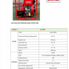 Catalogue thông số bơm diesel 15hp có kiểm định tem pccc