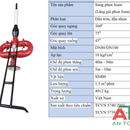 Catalogue thông số kỹ thuật súng lăng giá phun ffoam cố định quay 360 độ