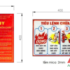 Kích thước bộ nội qui tiêu lệnh pccc bằng mica bao nhiêu