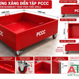 Kích thước khay chứa xăng dầu diễn tập pccc kèm bánh xe đẩy