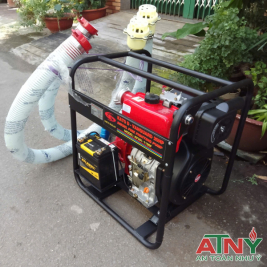 Máy bơm diesel 20hp kèm ống hút khiêng tay di động