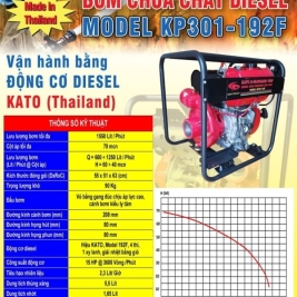 Máy bơm diesel kato 15hp tự hút chân không model KP301-192F