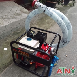 Máy bơm xăng di động khiêng tay 15hp kèm ống hút cuộn vòi lăng phun có kiểm định pccc