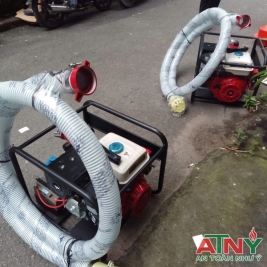 Máy bơm xăng di động khiêng tay 15hp kèm ống hút cuộn vòi lăng phun có kiểm định pccc