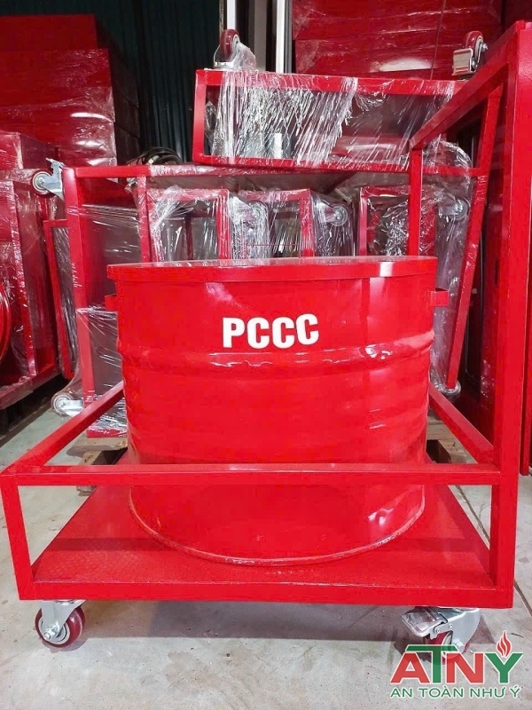Thùng phi đựng cát có xe đẩy tay nắm chữa cháy xăng dầu kho hóa chất dung môi