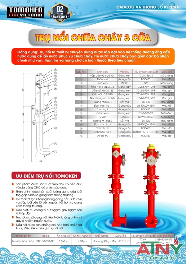 Trụ chữa cháy 3 cửa Tomoken là gì báo giá trụ cứu hỏa tomoken ở đâu