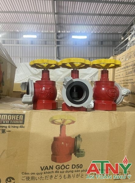van góc dn50 dn65 lăng phun họng trụ tiếp nước chữa cháy tomoken