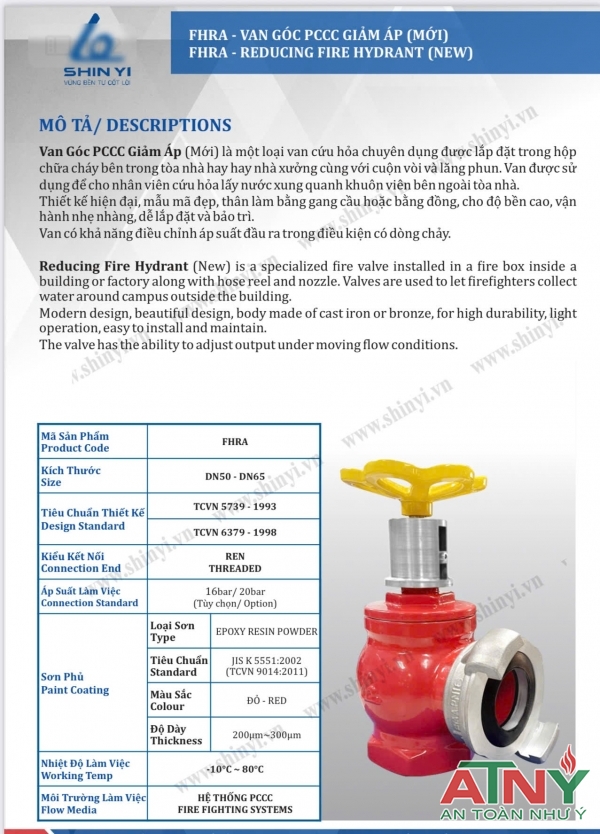 Van góc giảm áp dn50 dn65 ShinYi