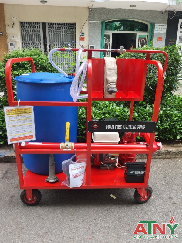 Xe foam lưu động xe đẩy dùng cho cây xăng dầu kho hóa chất dung môi